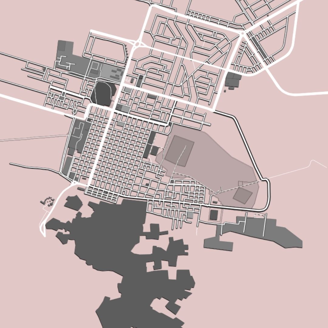 COLOURED ROAD MAP OF PALMYRA, SYRIA BY MAPBAKES