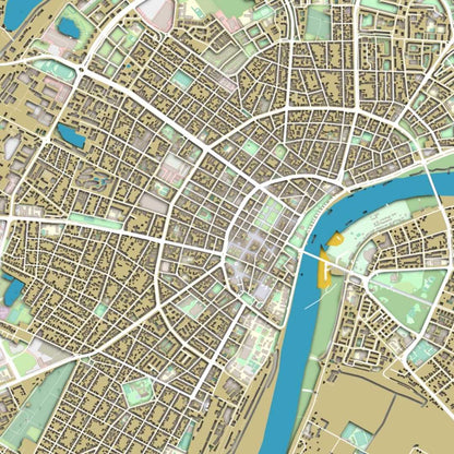 COLOURED ROAD MAP OF SZEGED, HUNGARY BY MAPBAKES