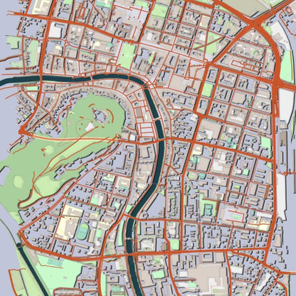 COLOURED ROAD MAP OF LJUBLJANA, SLOVENIA BY MAPBAKES