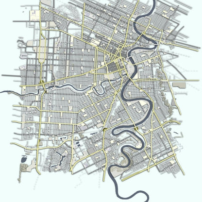 COLOURED ROAD MAP OF WINNIPEG, CANADA BY MAPBAKES