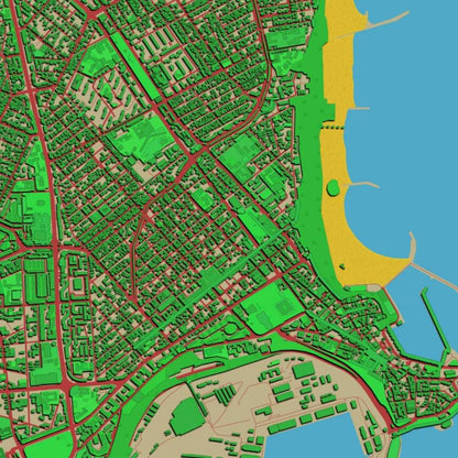 COLOURED ROAD MAP OF CONSTANTA, ROMANIA BY MAPBAKES