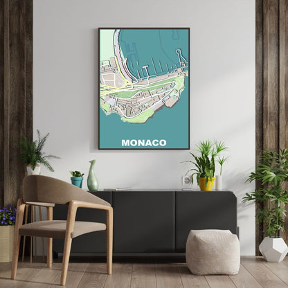 COLOURED ROAD MAP OF MONACO, MONACO BY MAPBAKES