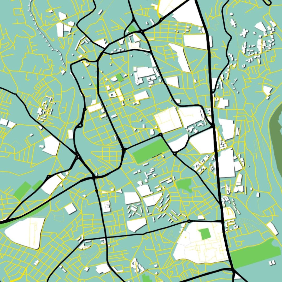 COLOURED ROAD MAP OF TLEMCEN, ALGERIA BY MAPBAKES