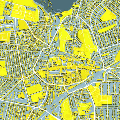 COLOURED ROAD MAP OF ROSKILDE, DENMARK BY MAPBAKES