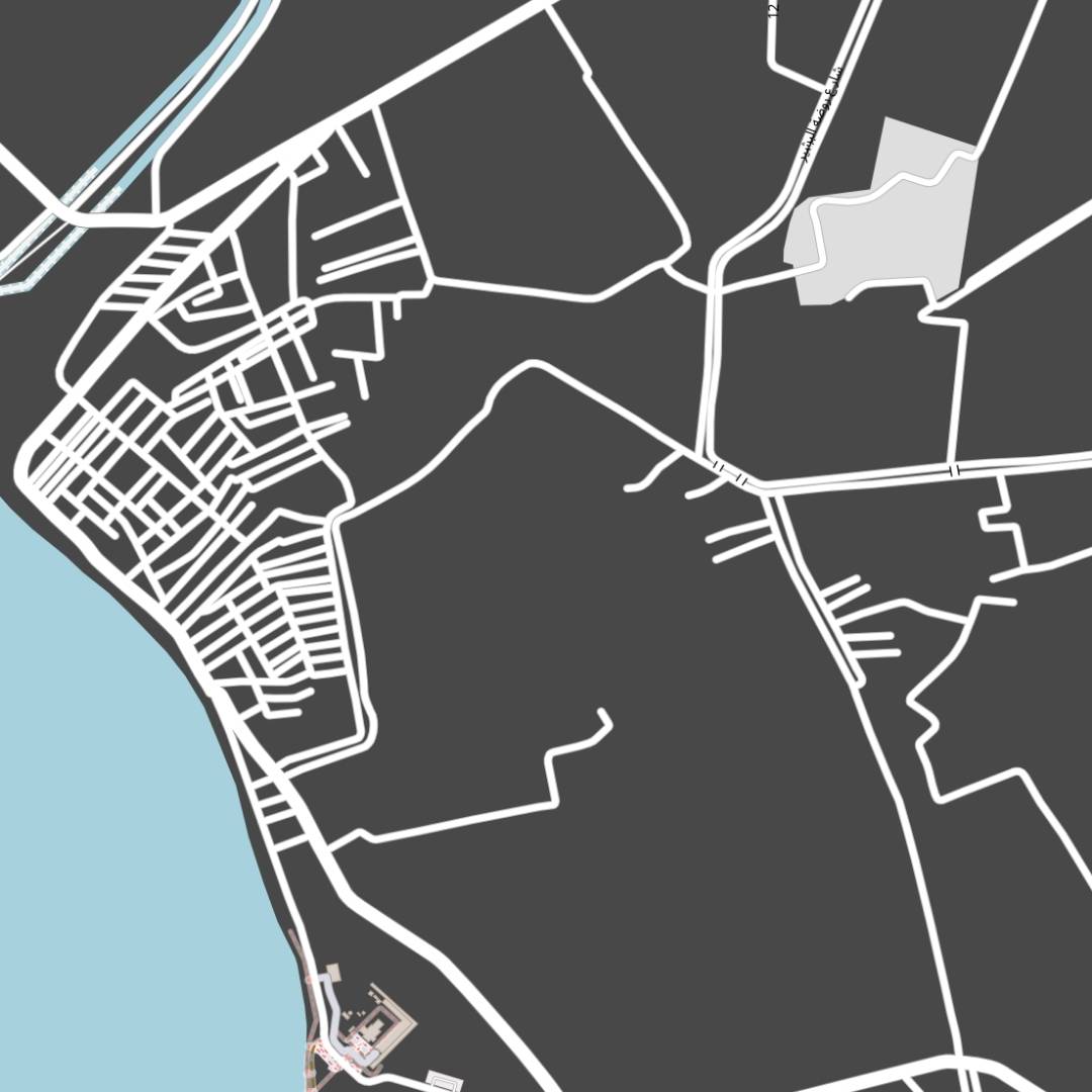 COLOURED ROAD MAP OF KOM OMBO, EGYPT BY MAPBAKES