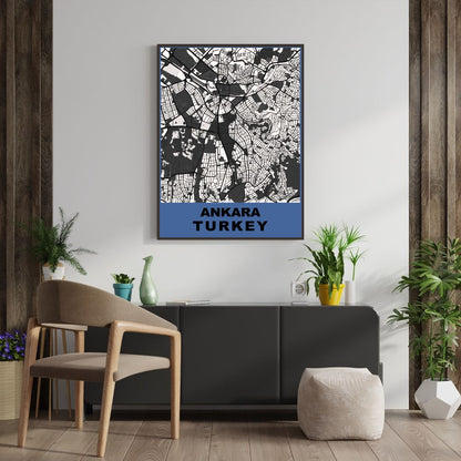 COLOURED ROAD MAP OF ANKARA, TURKEY BY MAPBAKES