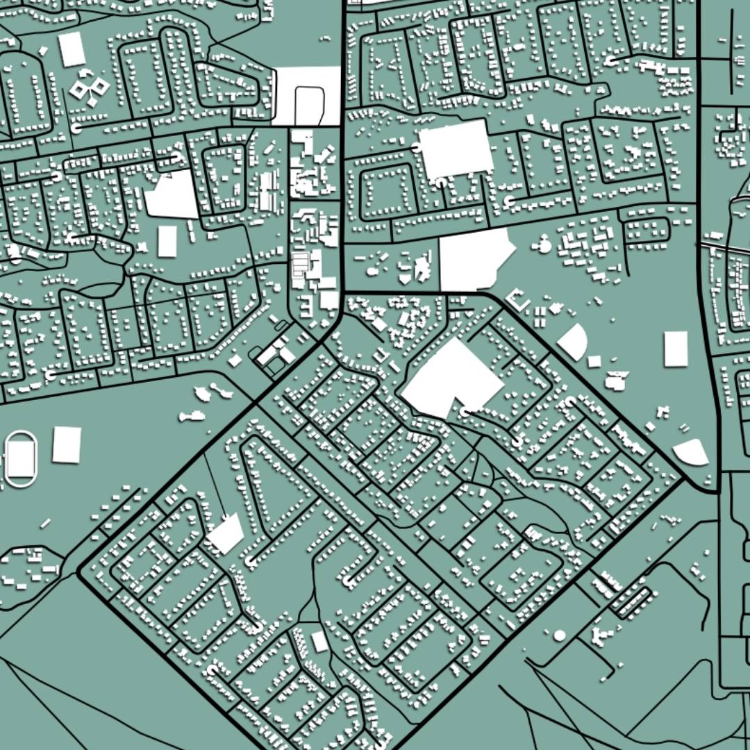 COLOURED ROAD MAP OF JWANENG, BOTSWANA BY MAPBAKES