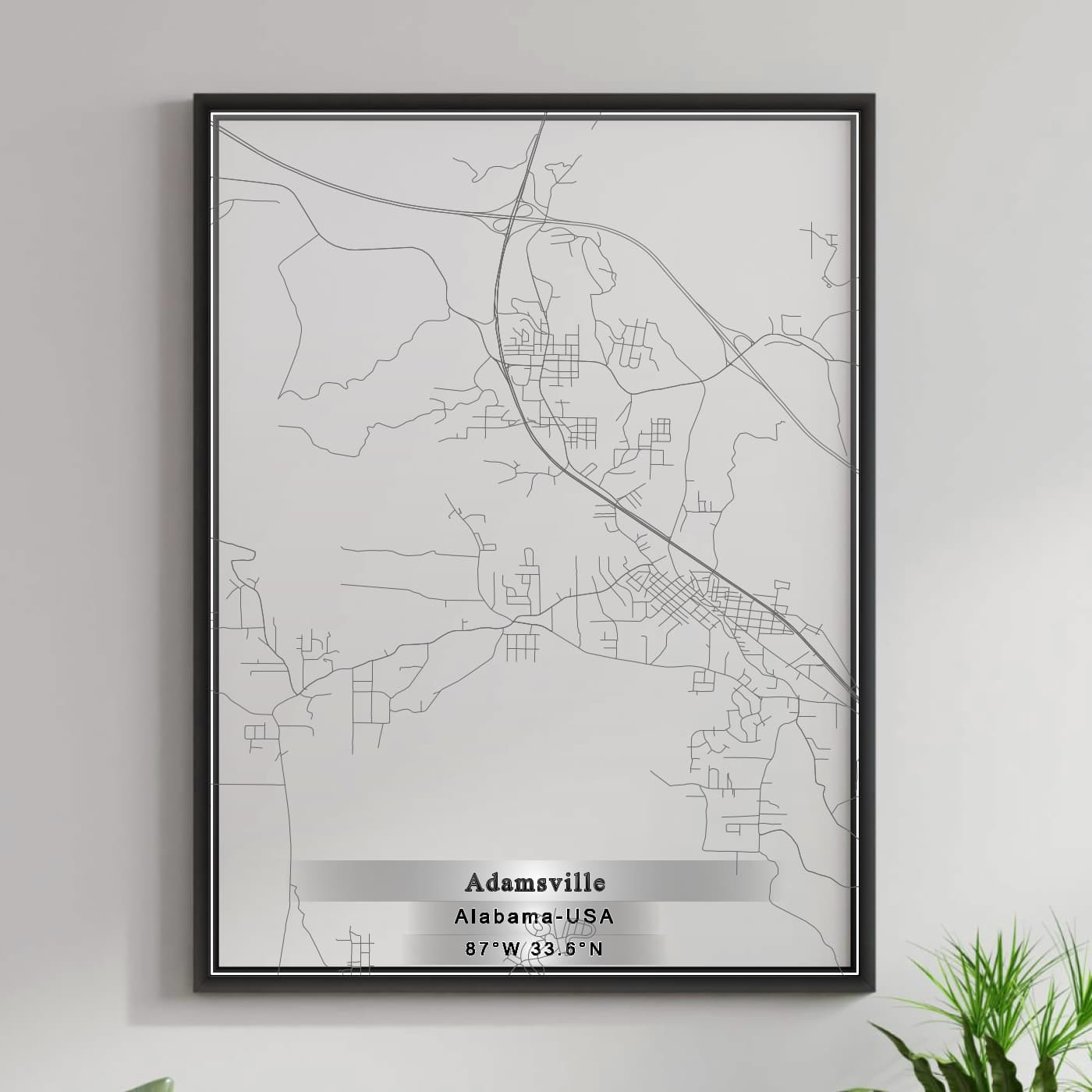 ROAD MAP OF ADAMSVILLE, ALABAMA BY MAPBAKES