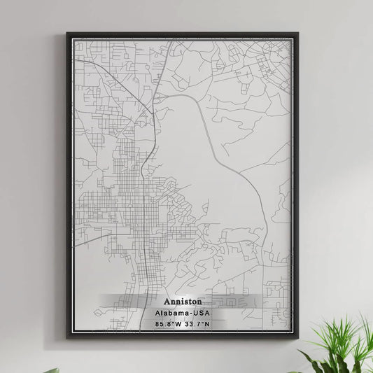 ROAD MAP OF ANNISTON, ALABAMA BY MAPBAKES