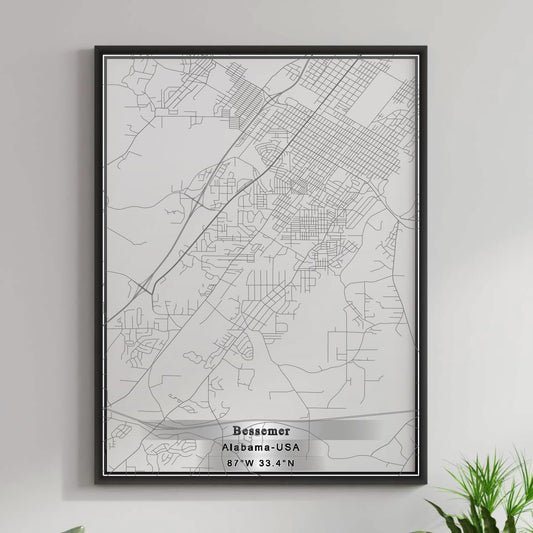 ROAD MAP OF BESSEMER, ALABAMA BY MAPBAKES