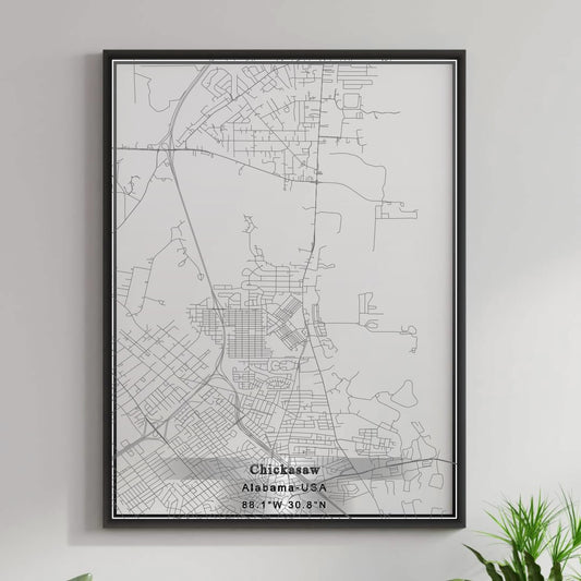 ROAD MAP OF CHICKASAW, ALABAMA BY MAPBAKES
