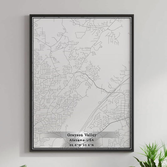 ROAD MAP OF GRAYSON VALLEY, ALABAMA BY MAPBAKES