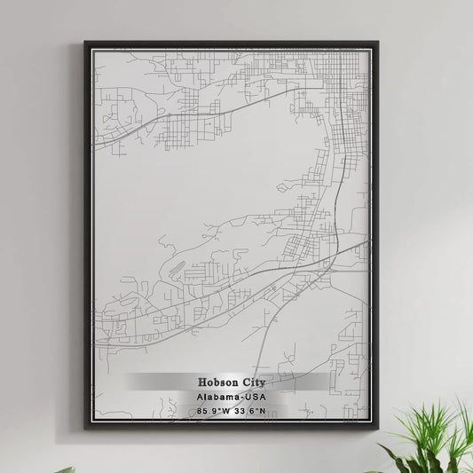 ROAD MAP OF HOBSON CITY, ALABAMA BY MAPBAKES