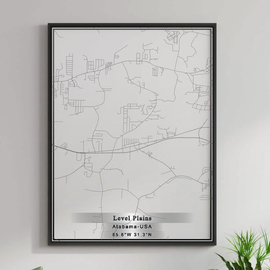 ROAD MAP OF LEVEL PLAINS, ALABAMA BY MAPBAKES
