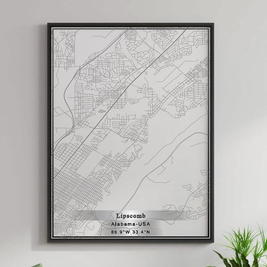 ROAD MAP OF LIPSCOMB, ALABAMA BY MAPBAKES