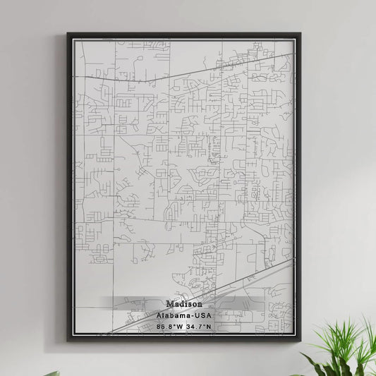 ROAD MAP OF MADISON, ALABAMA BY MAPBAKES