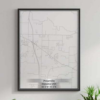 ROAD MAP OF PRICEVILLE, ALABAMA BY MAPBAKES