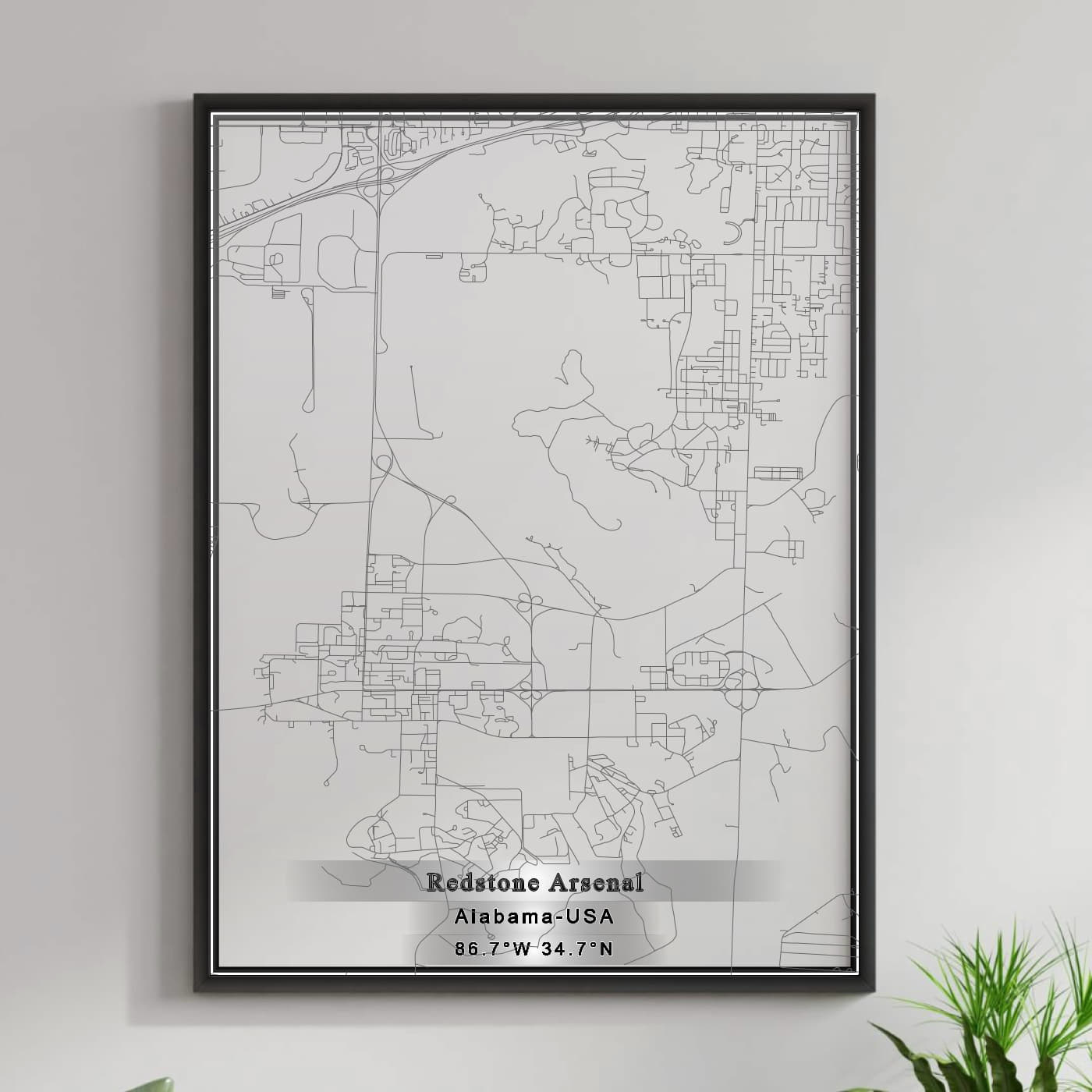 ROAD MAP OF REDSTONE ARSENAL, ALABAMA BY MAPBAKES