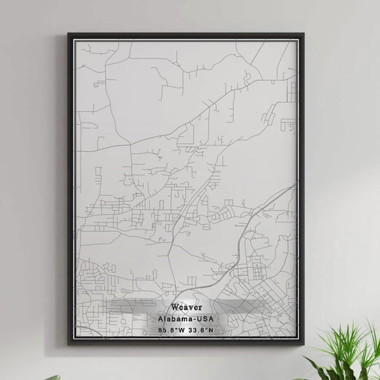 ROAD MAP OF WEAVER, ALABAMA BY MAPBAKES