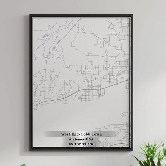ROAD MAP OF WEST END COBB TOWN, ALABAMA BY MAPBAKES