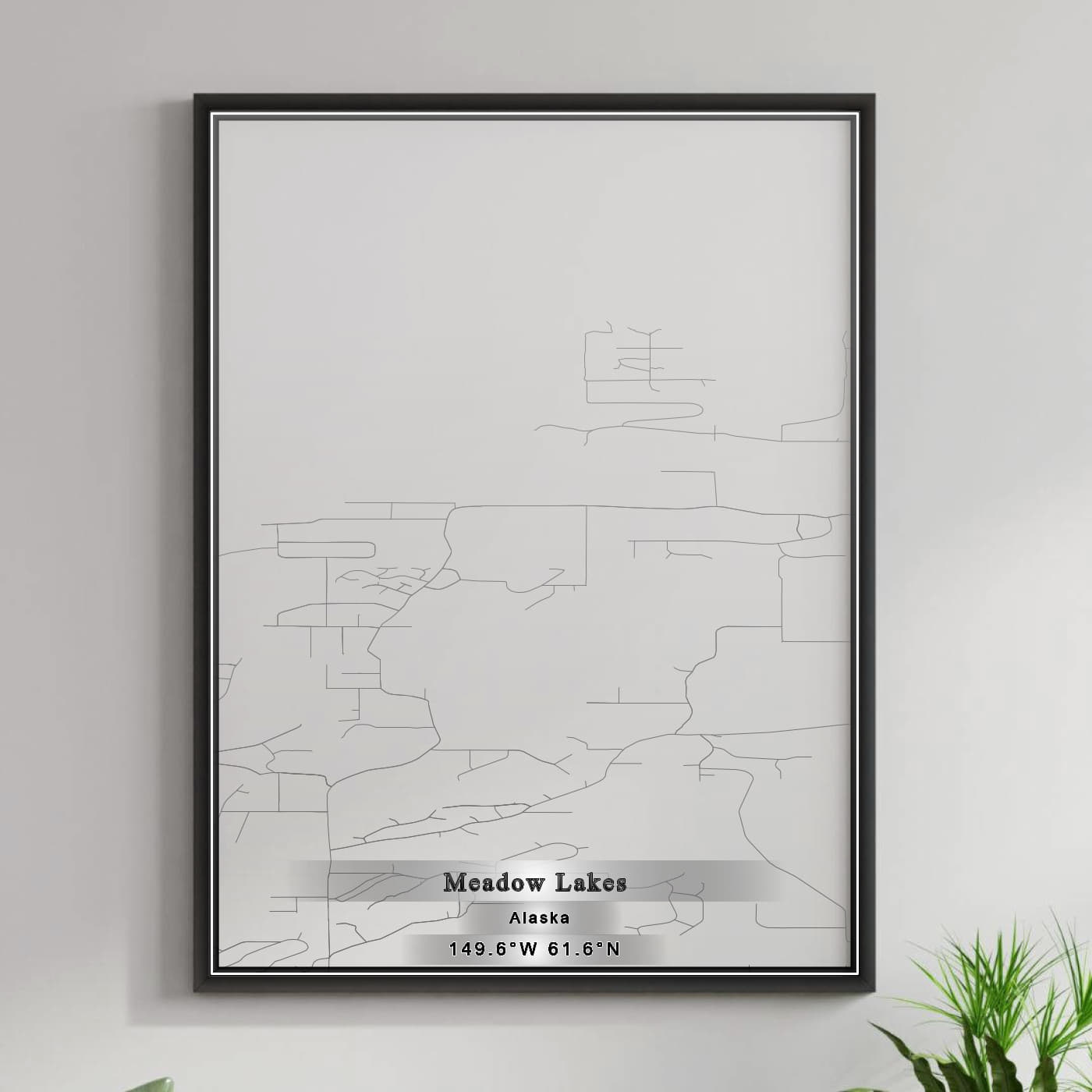 ROAD MAP OF MEADOW LAKES, ALASKA BY MAPBAKES