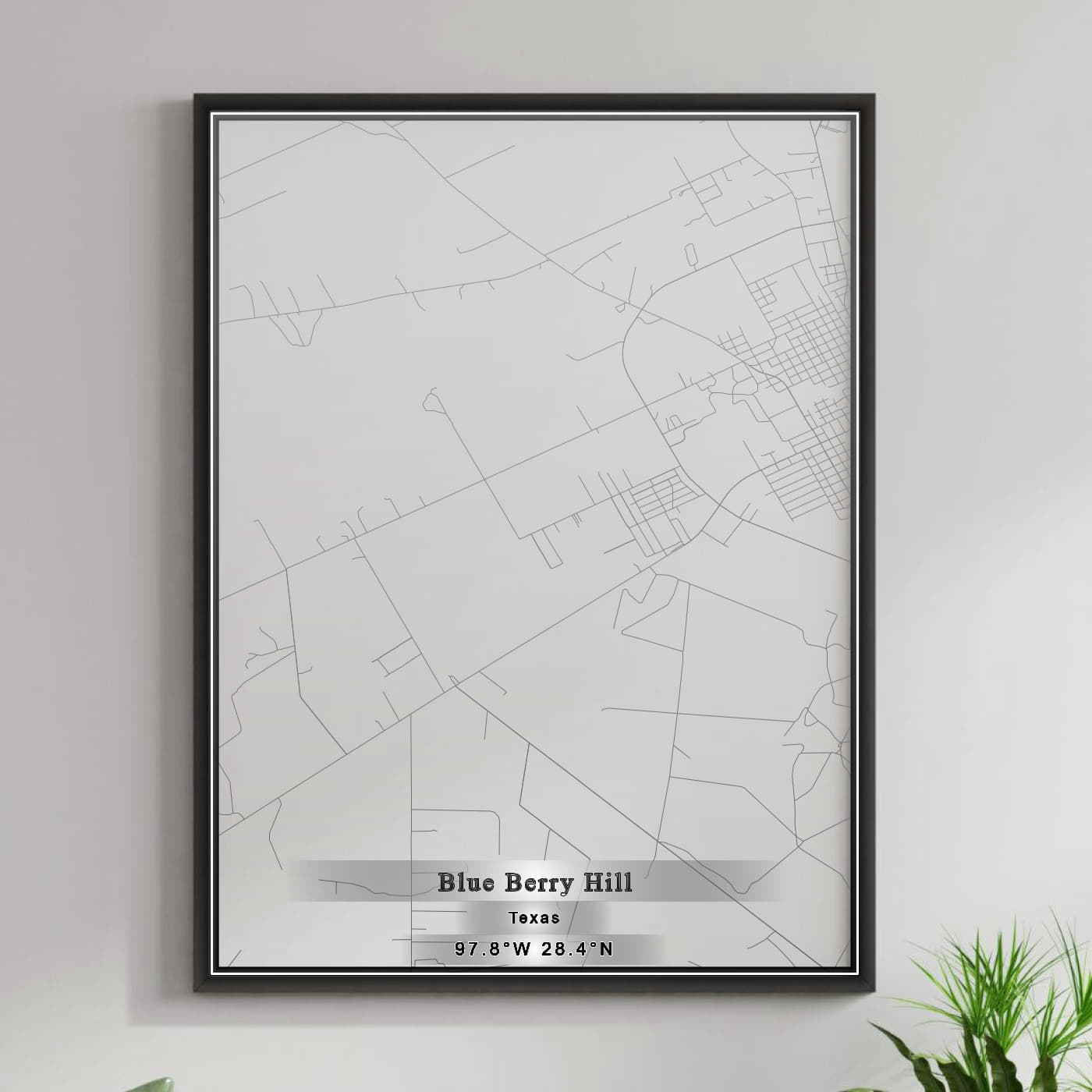 ROAD MAP OF BLUE BERRY HILL, TEXAS BY MAPBAKES