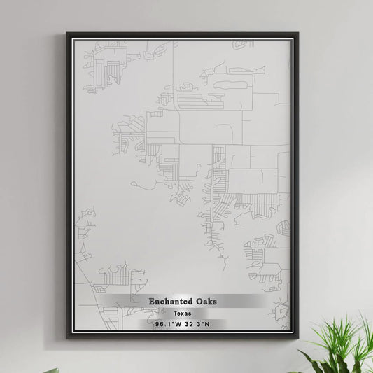 ROAD MAP OF ENCHANTED OAKS, TEXAS BY MAPBAKES