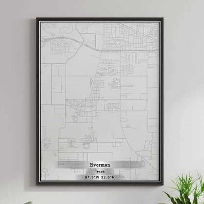 ROAD MAP OF EVERMAN, TEXAS BY MAPBAKES