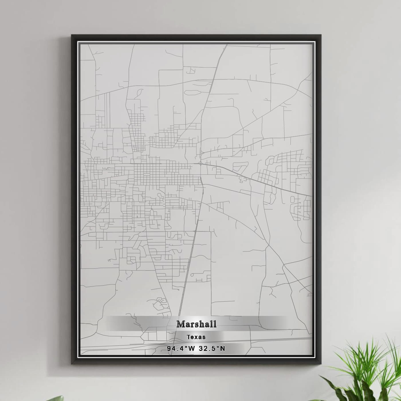 ROAD MAP OF MARSHALL, TEXAS BY MAPBAKES