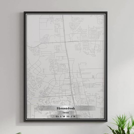 ROAD MAP OF SHENANDOAH, TEXAS BY MAPBAKES