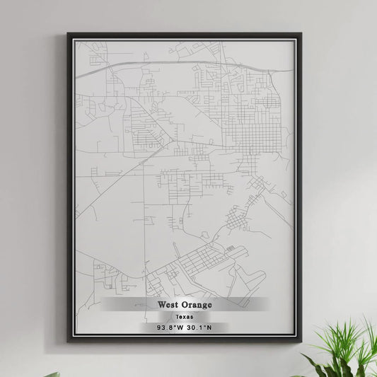 ROAD MAP OF WEST ORANGE, TEXAS BY MAPBAKES