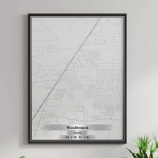 ROAD MAP OF WOODBRANCH, TEXAS BY MAPBAKES