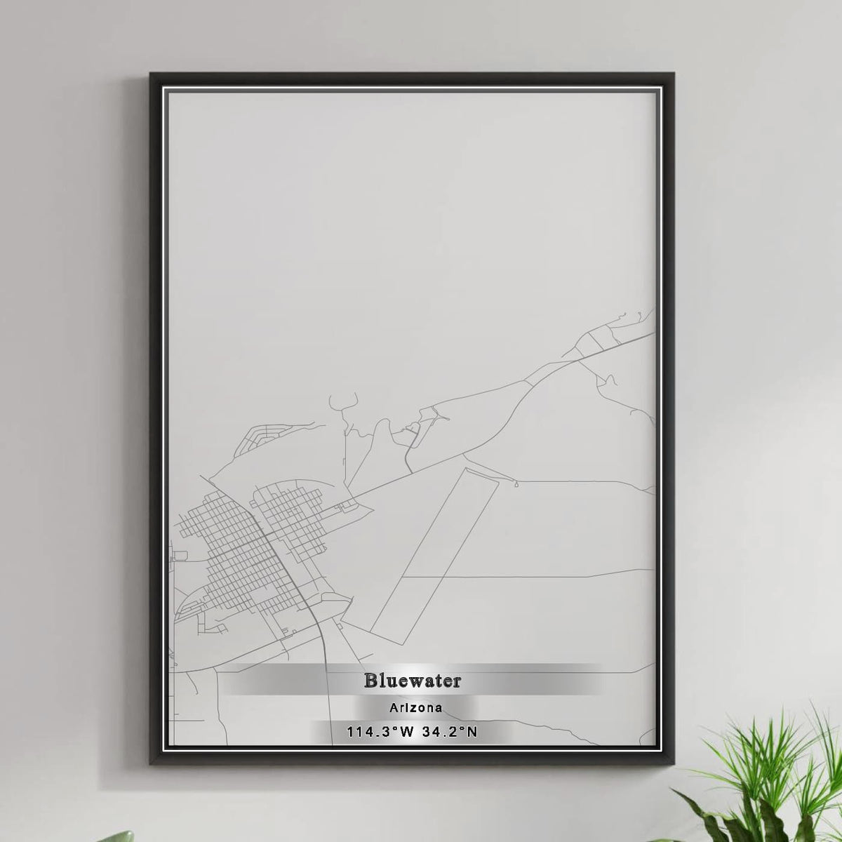 ROAD MAP OF BLUEWATER, ARIZONA BY MAPBAKES