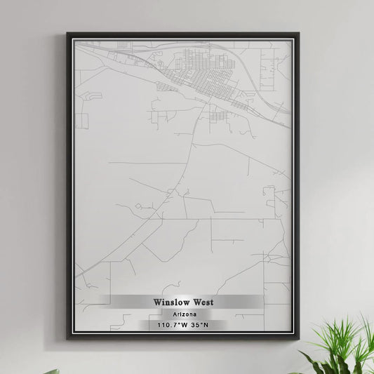ROAD MAP OF WINSLOW WEST, ARIZONA BY MAPBAKES