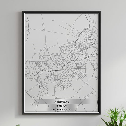 ROAD MAP OF ASHMYANY, BELARUS BY MAPBAKES