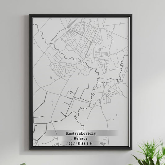 ROAD MAP OF KASTSYUKOVICHY, BELARUS BY MAPBAKES