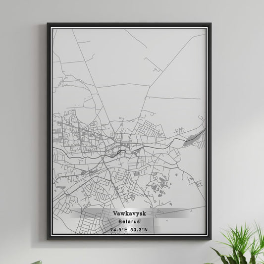 ROAD MAP OF VAWKAVYSK, BELARUS BY MAPBAKES