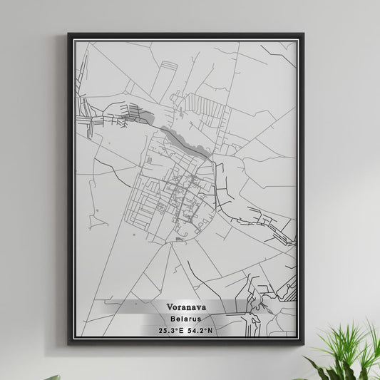 ROAD MAP OF VORANAVA, BELARUS BY MAPBAKES