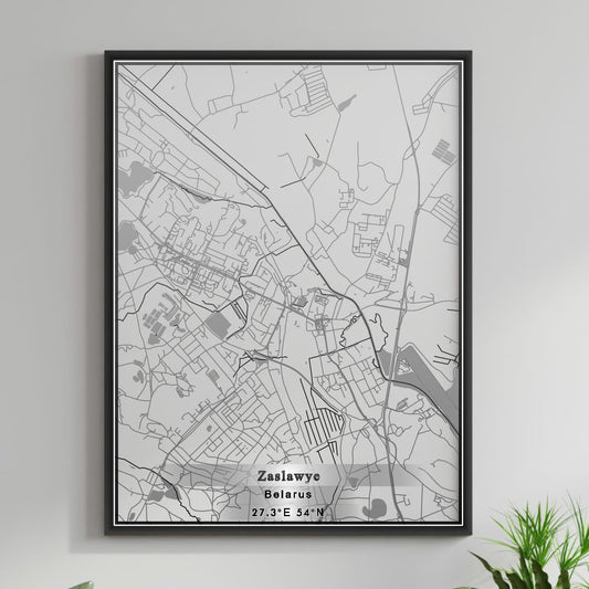 ROAD MAP OF ZASLAWYE, BELARUS BY MAPBAKES