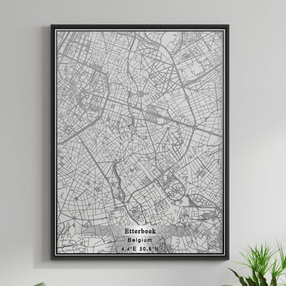 ROAD MAP OF ETTERBEEK, BELGIUM BY MAPBAKES