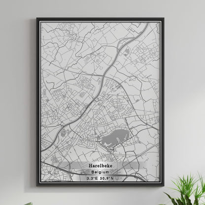 ROAD MAP OF HARELBEKE, BELGIUM BY MAPBAKES