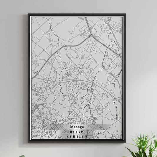 ROAD MAP OF MANAGE, BELGIUM BY MAPBAKES