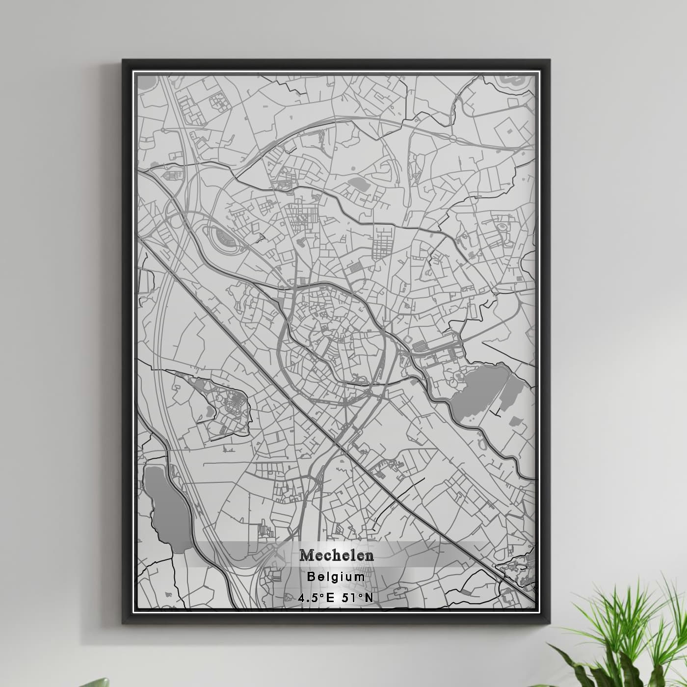 ROAD MAP OF MECHELEN, BELGIUM BY MAPBAKES