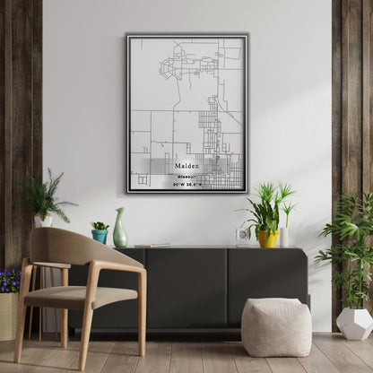 ROAD MAP OF MALDEN, MISSOURI BY MAPBAKES