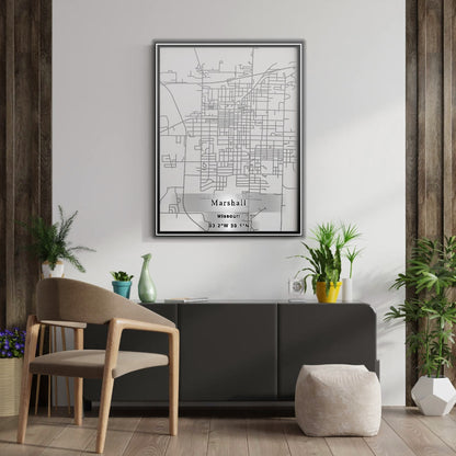 ROAD MAP OF MARSHALL, MISSOURI BY MAPBAKES