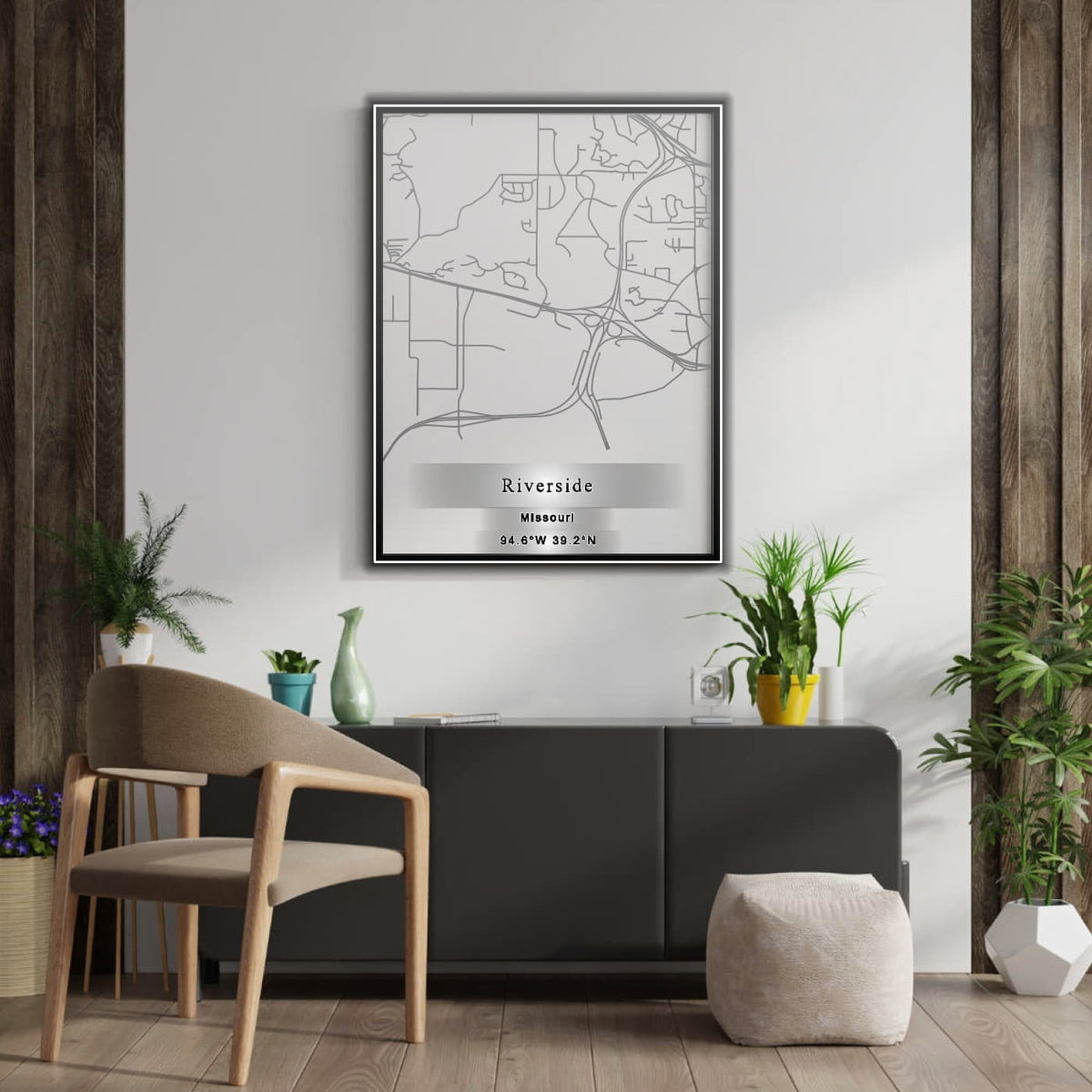 ROAD MAP OF RIVERSIDE, MISSOURI BY MAPBAKES