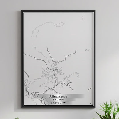 ROAD MAP OF AJINGREGAON, BHUTAN BY MAPBAKES