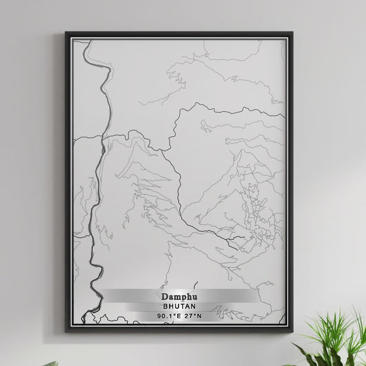 ROAD MAP OF DAMPHU, BHUTAN BY MAPBAKES