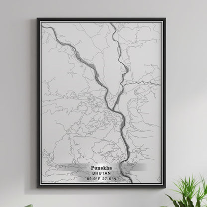 ROAD MAP OF PUNAKHA, BHUTAN BY MAPBAKES