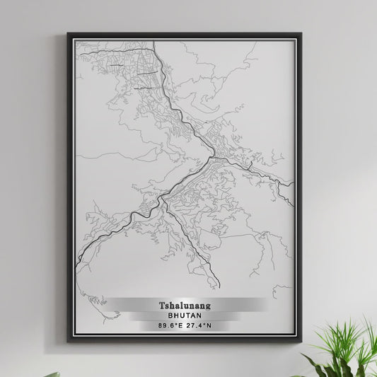 ROAD MAP OF TSHALUNANG, BHUTAN BY MAPBAKES